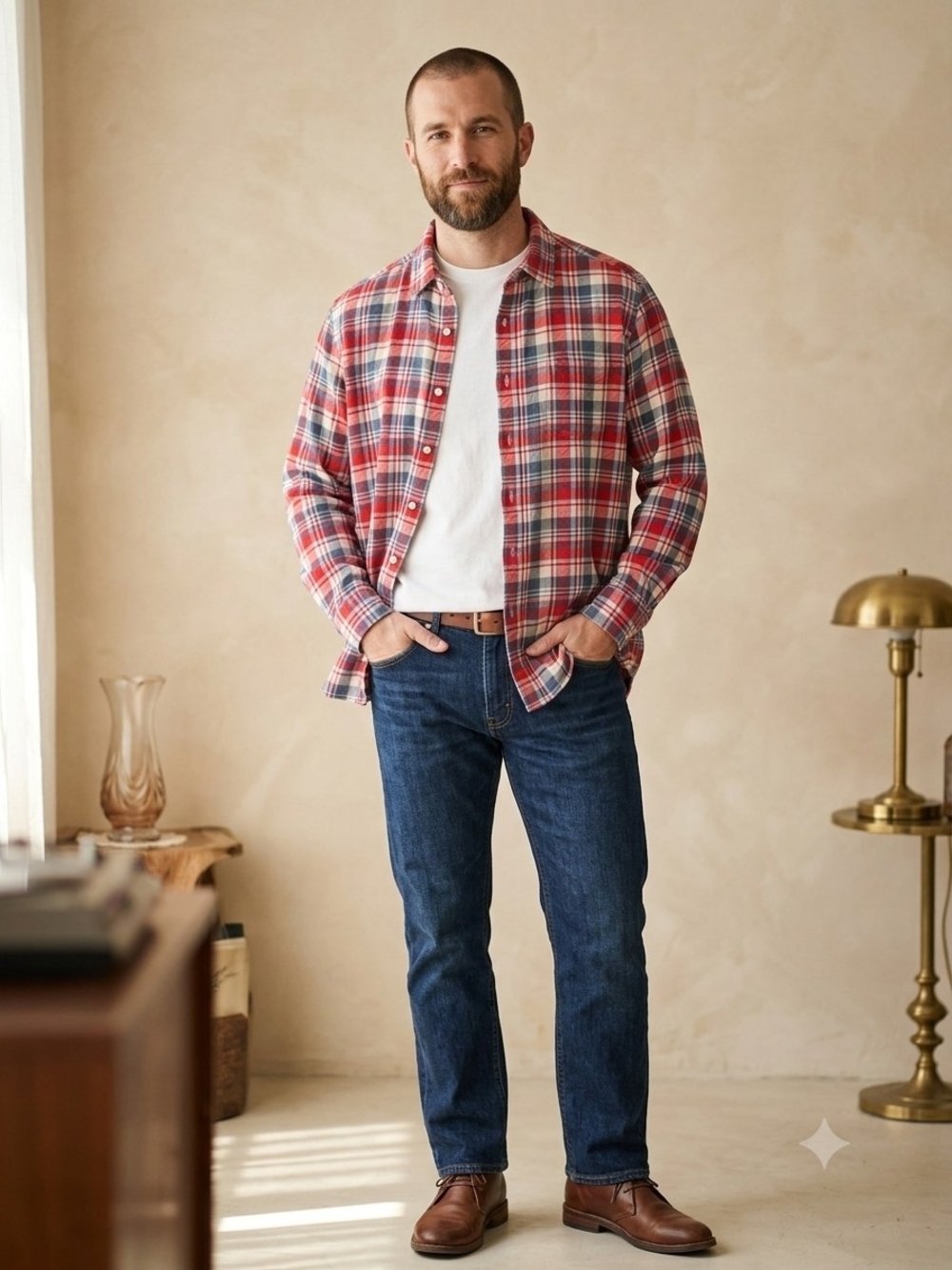 California Shirt Co. 1976 Red Blue Plaid Flannel Shirt Men's XL Grandpacore Vint